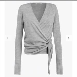 All Saints Lonia Merino Wool Heather Gray Wrap Cardigan Sweater Women Size M NWT